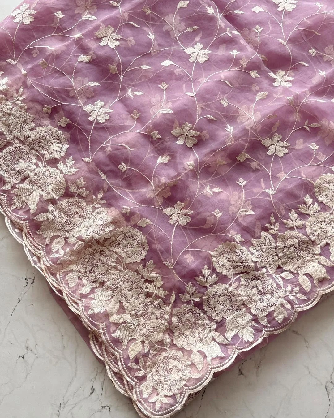 Primium Orgenza Tissue Saree With Multy Cotton Thread Work and Scalp Border