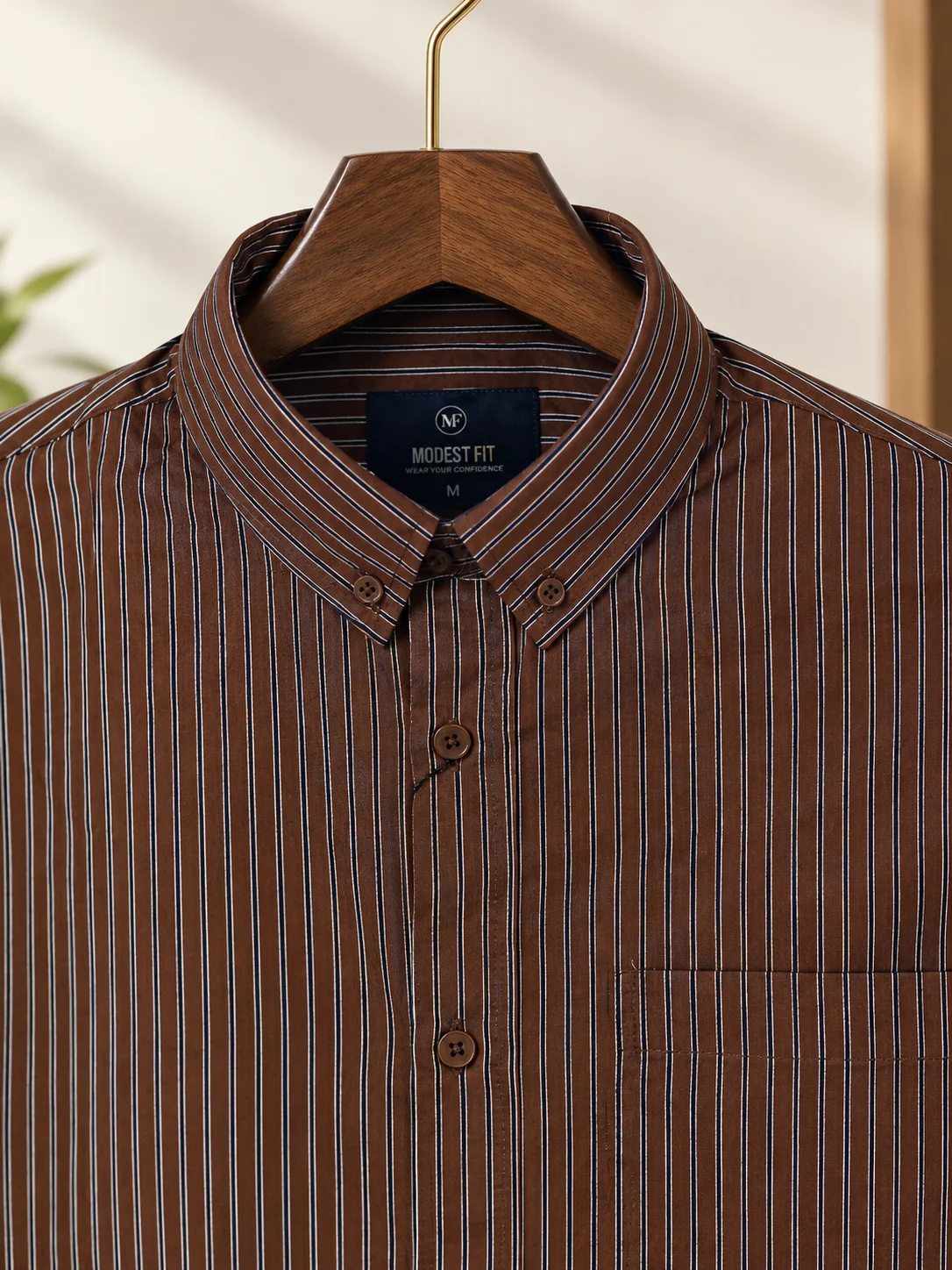 Cocoa Brown Black Stripe Shirt | MF-0017
