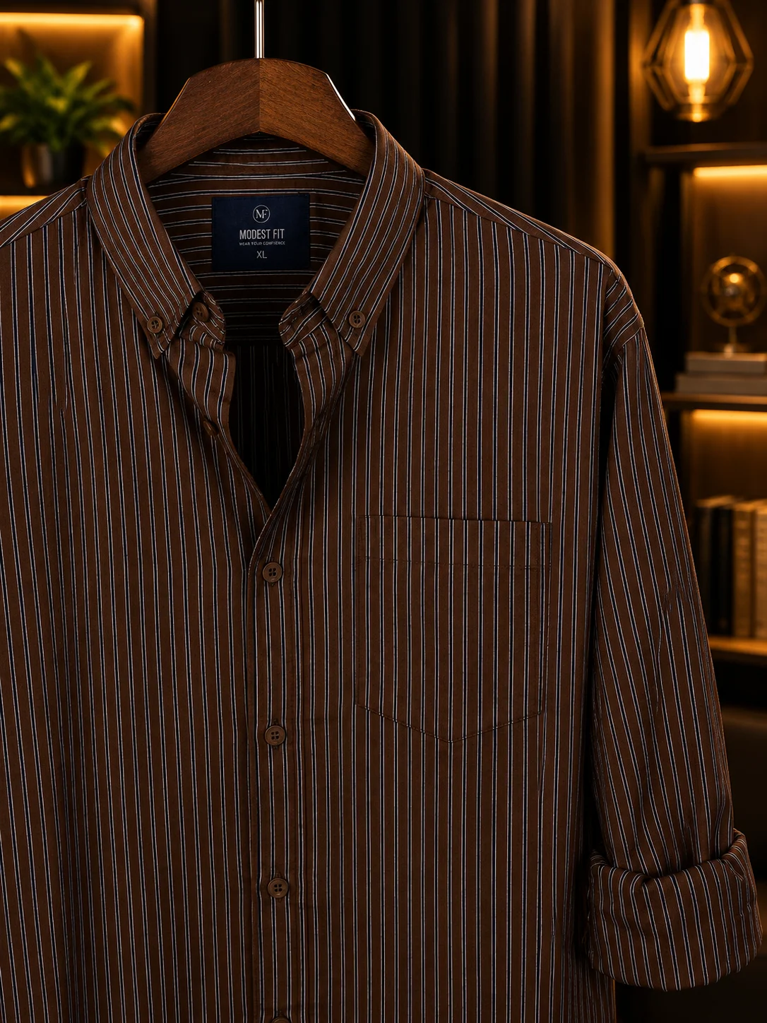 Cocoa Brown Black Stripe Shirt | MF-0017 thumb 3