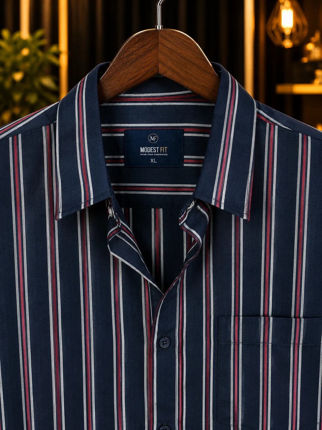 Midnight Navy Regimental Stripe Shirt | MF-0012