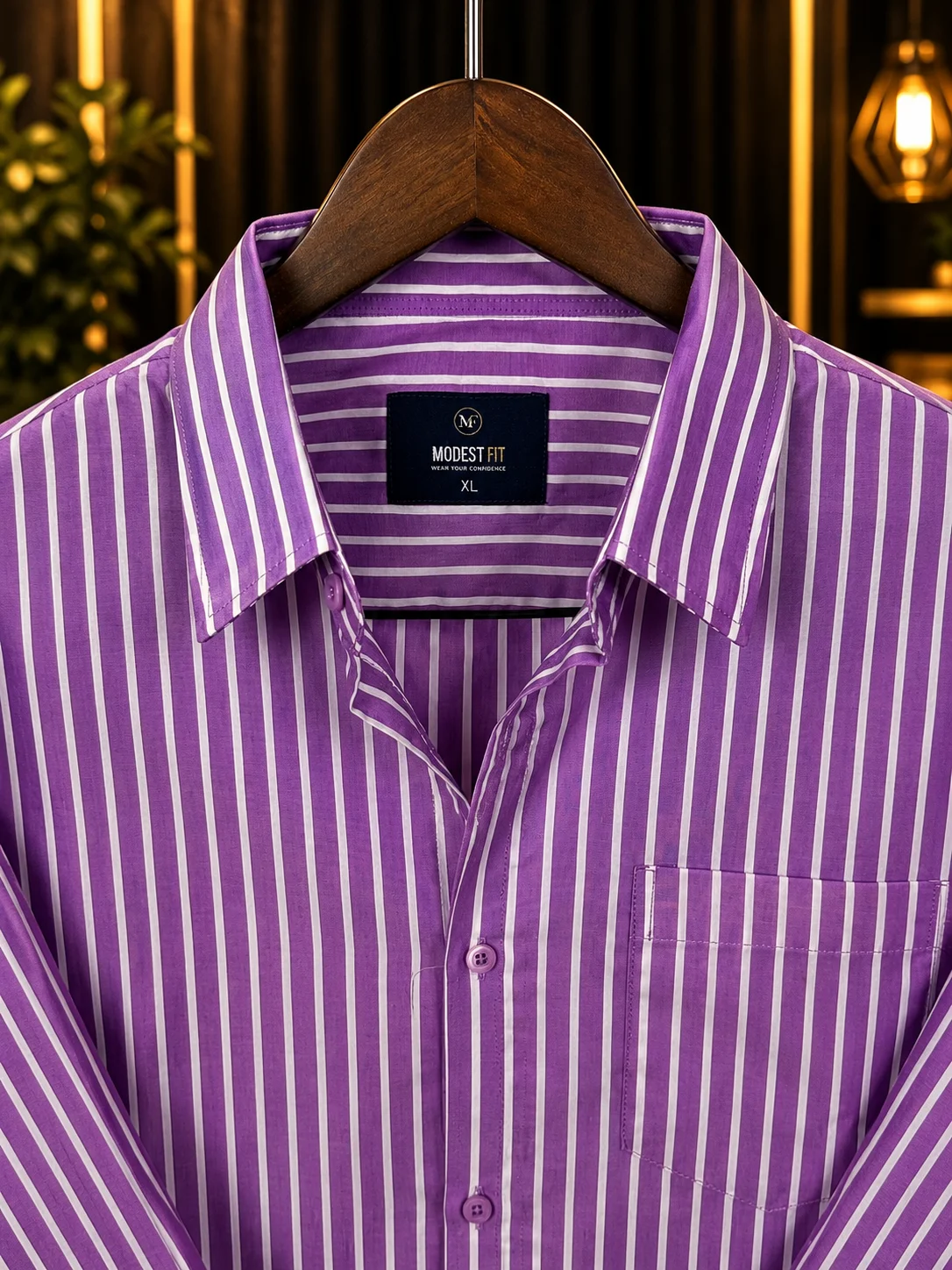 Royal Plum White Stripe Shirt | MF-0019