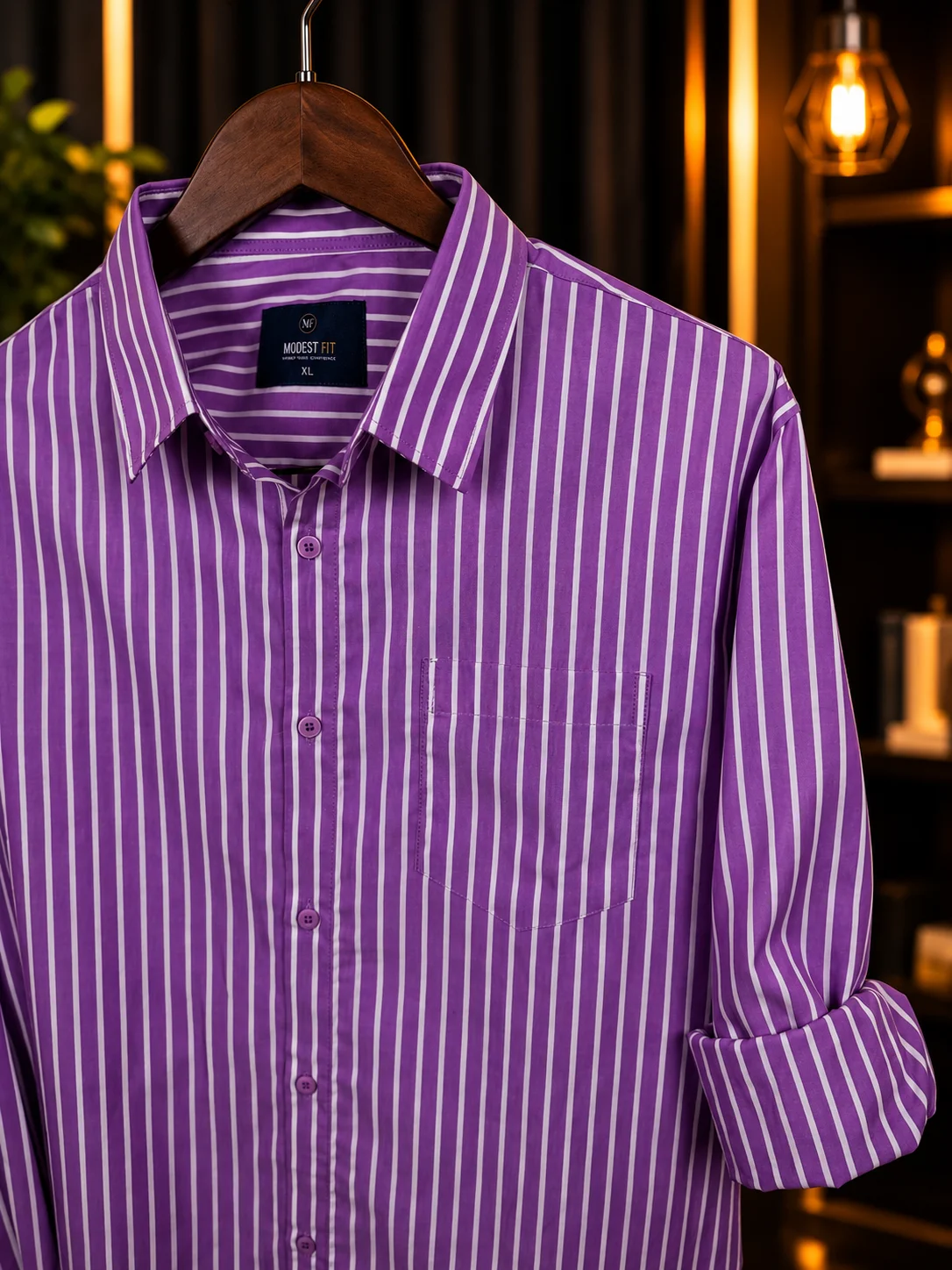 Royal Plum White Stripe Shirt | MF-0019 thumb 3