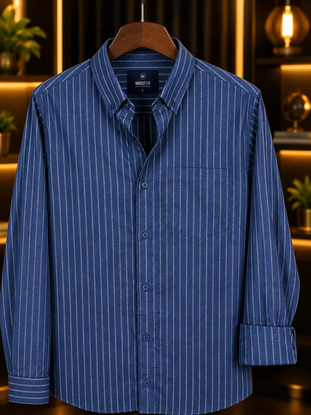 Light Blue White Stripe Shirt | MF-0014 thumb 3