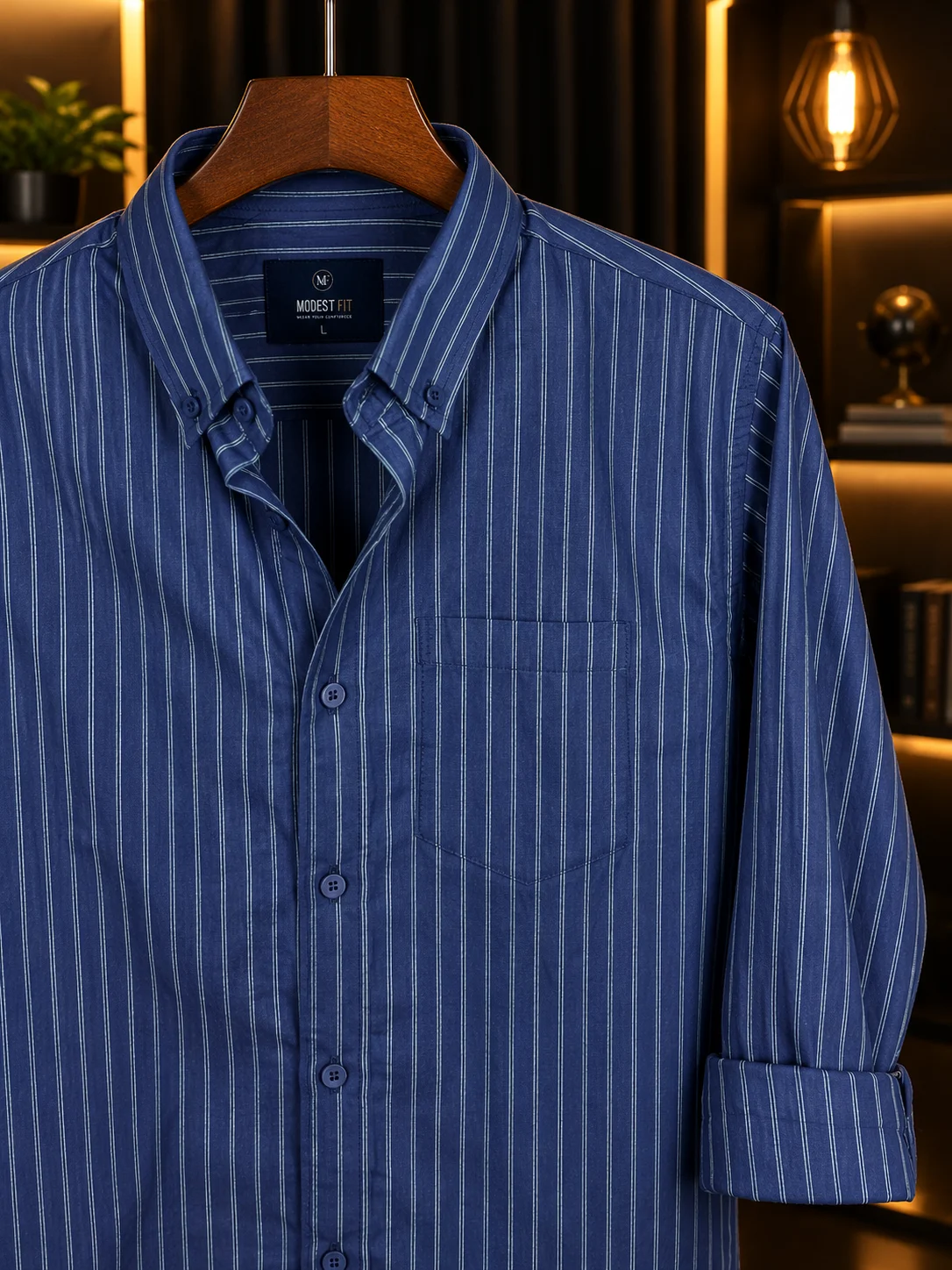 Light Blue White Stripe Shirt | MF-0014 thumb 2
