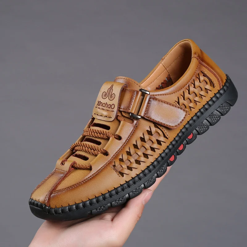 Sandals Hollow Crocs Breathable Casual Leather Shoes N014