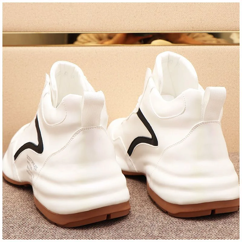 Thick-soled height-enhancing niche leather sneakers NFER482 image 3