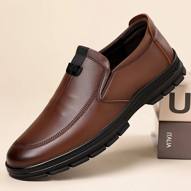 Genuine Leather Wear-resistant Soft-soled Casual Loafers NFER067 image 3