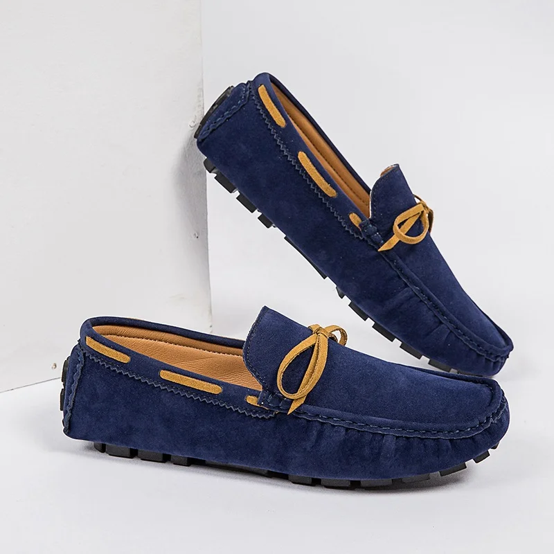 Suede Leather Rubber Sole Loafer NFER079