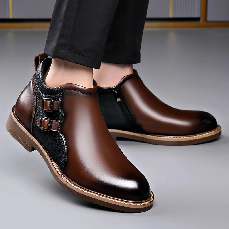 Genuine leather high top chelsea boots NFES186 image 2