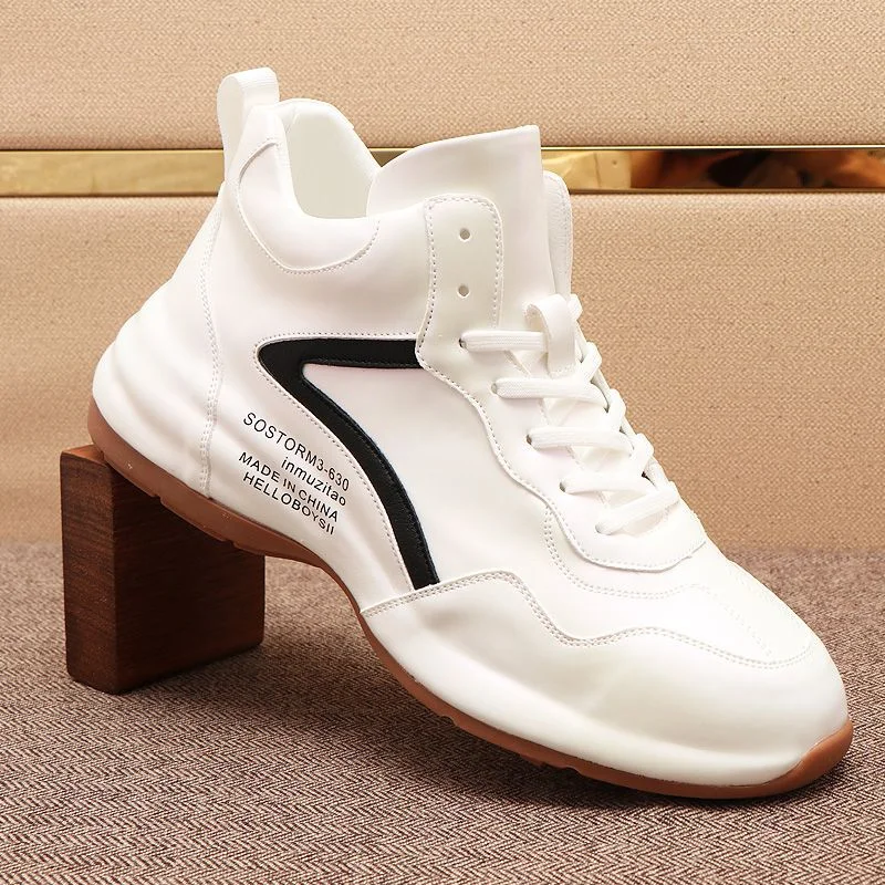 Thick-soled height-enhancing niche leather sneakers NFER482