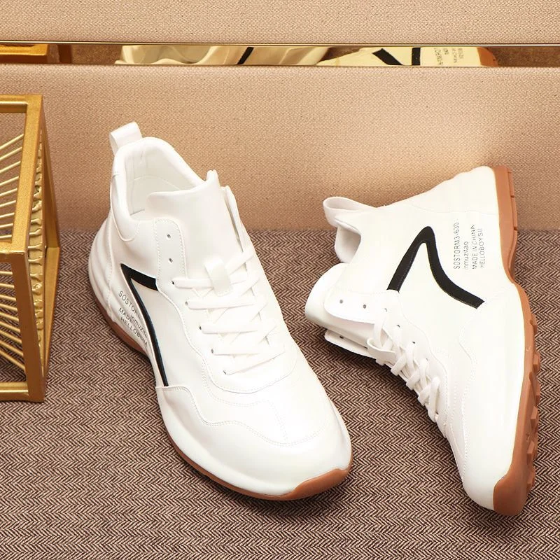 Thick-soled height-enhancing niche leather sneakers NFER482 image 2